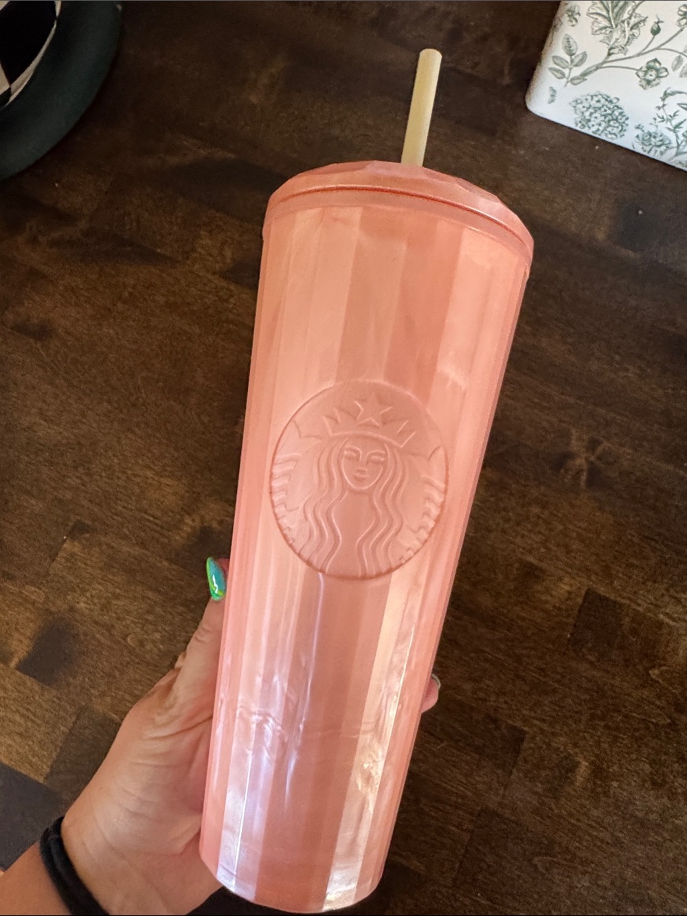 Starbucks Coral Pink Tumbler with Straw